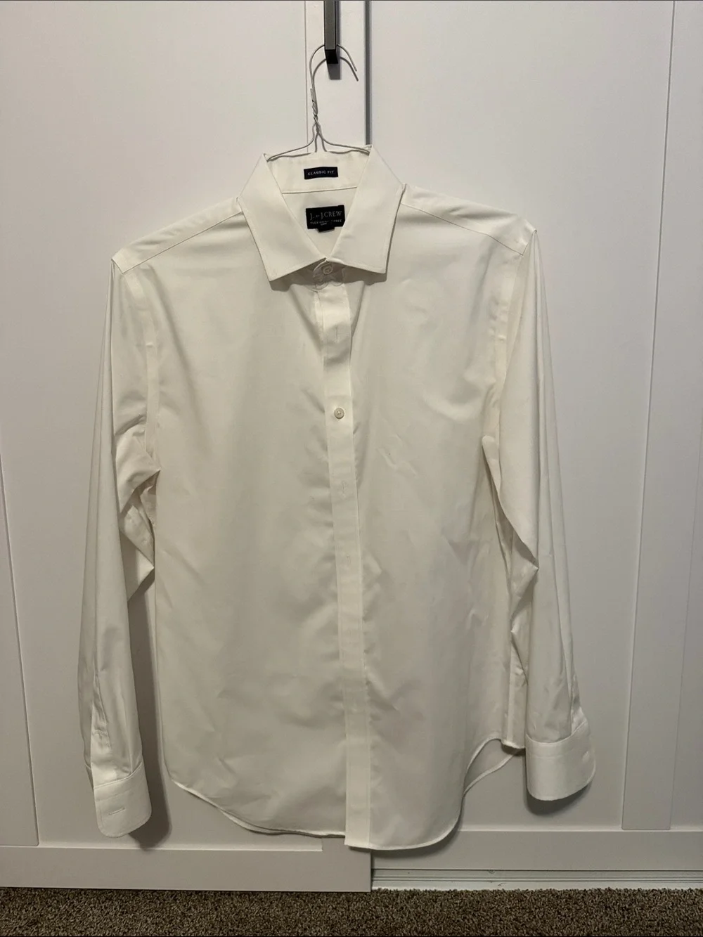 J. Crew Men's White Dress Shirt - Point Collar - Size M 15-15.5